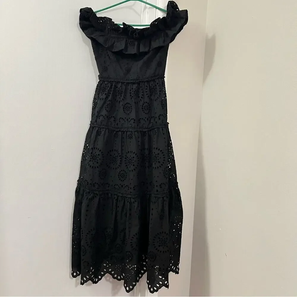 Zara Black Embroidered Dress Size Extra Small XS - Picture 11 of 15